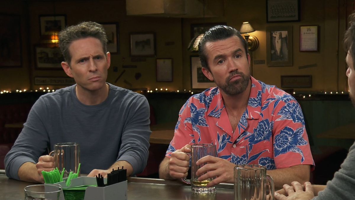 Glenn Howerton as Dennis Reynolds and Rob McElhenney as Ronald "Mac" McDonald in season 15 of 'It's Always Sunny in Philadelphia'