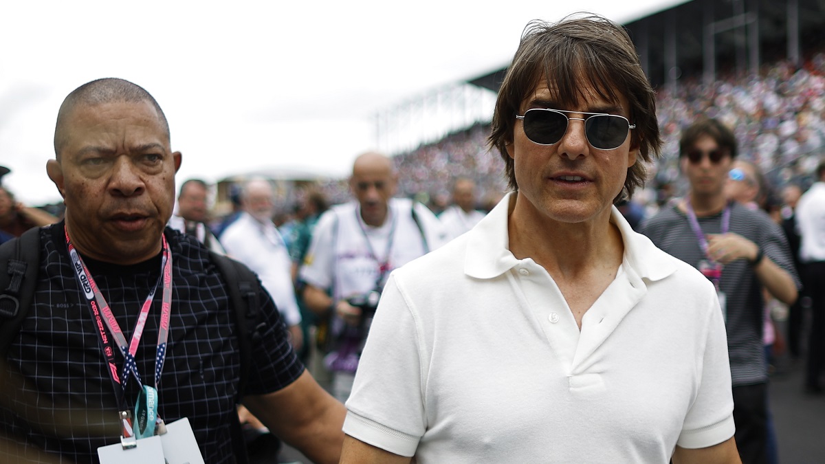 MIAMI, FLORIDA - MAY 07: Tom Cruise walks on the grid during the F1 Grand Prix of Miami at Miami International Autodrome on May 07, 2023 in Miami, Florida.