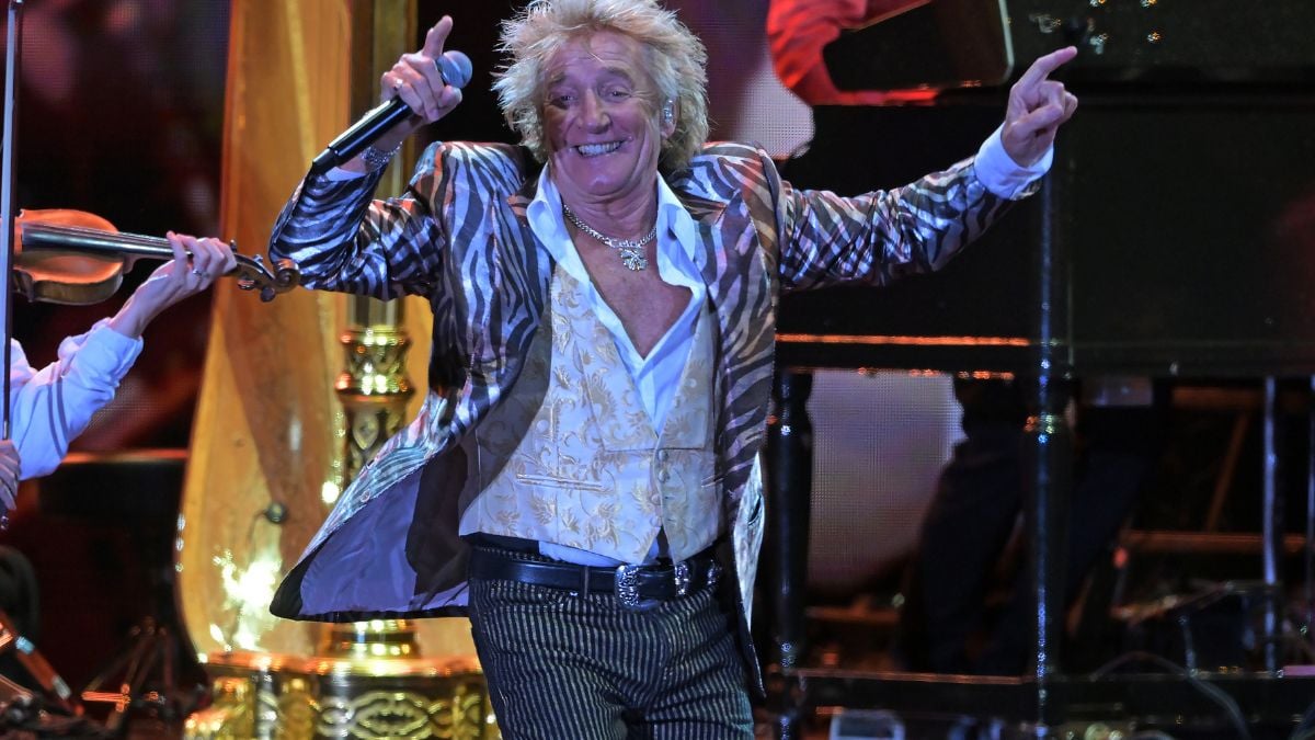 NAPIER, NEW ZEALAND - APRIL 08: Rod Stewart performs at the Mission Estate Winery on April 08, 2023 in Napier, New Zealand. 