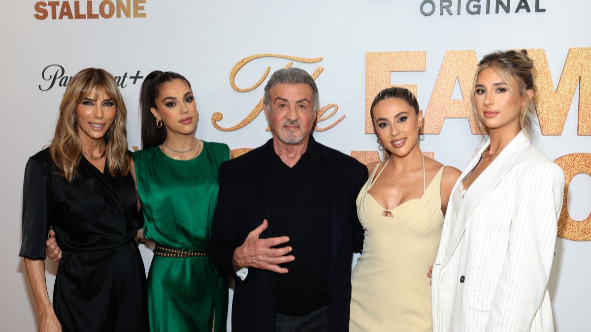 NEW YORK, NEW YORK - MAY 11: (L-R) Jennifer Flavin Stallone, Sistine Stallone, Sylvester Stallone, Sophia Stallone and Scarlet Stallone attend The Family Stallone Red Carpet & Reception at Torrisi Bar and Restaurant on May 11, 2023 in New York City.