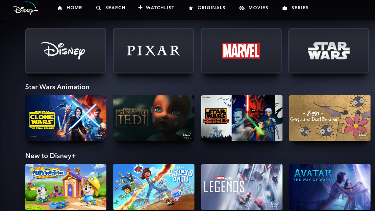 Disney Plus landing page