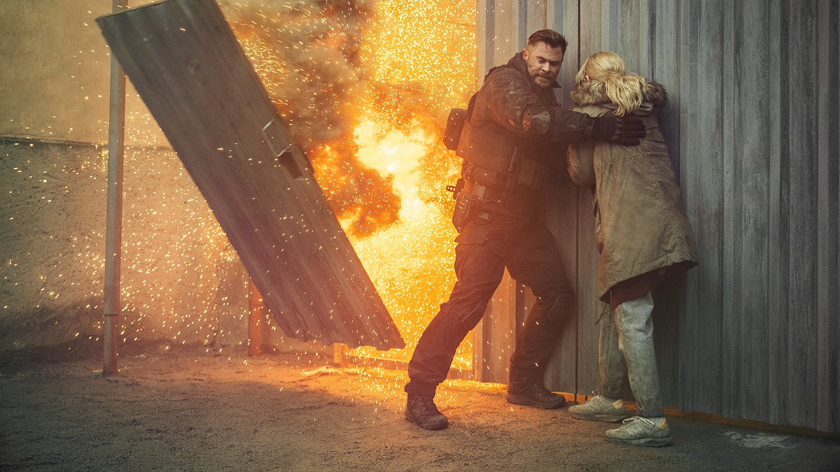 Extraction 2. (L-R) Chris Hemsworth as Tyler Rake and Tinatin Dalakishvili as Ketevan in Extraction 2.