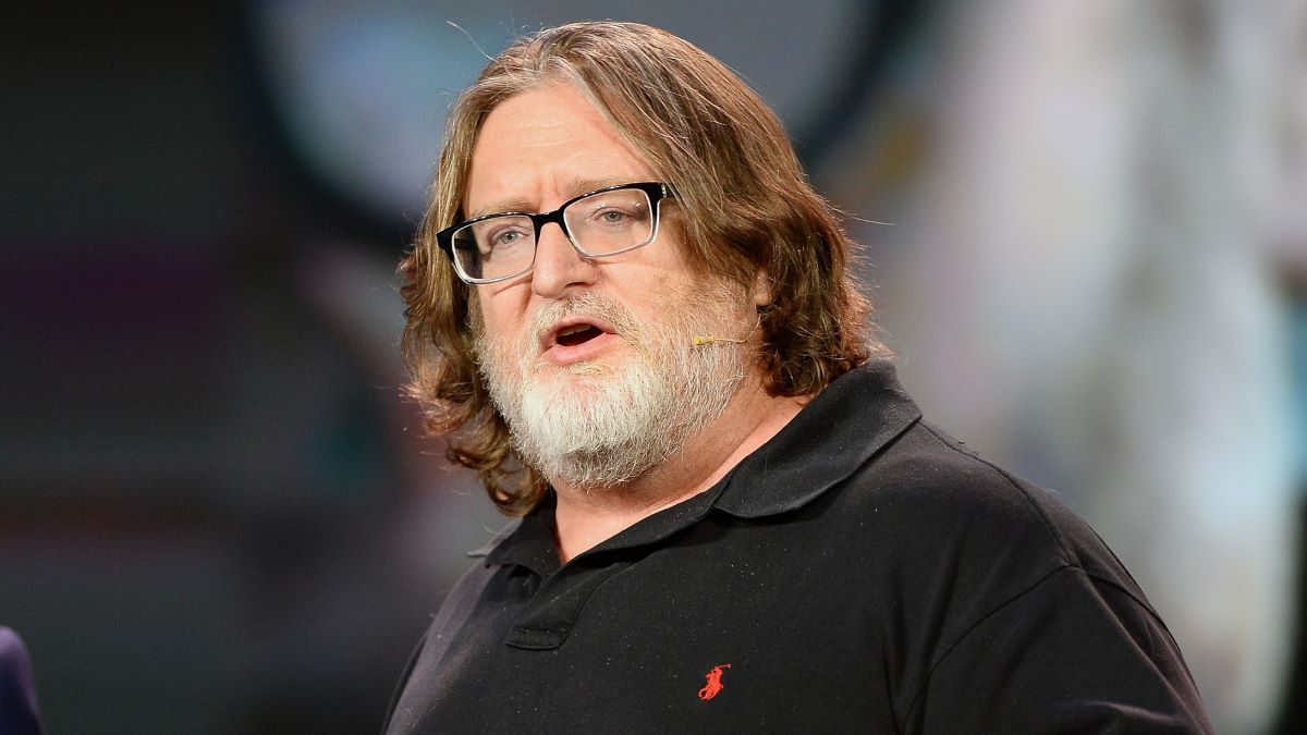 Intel Corp. CEO Brian Krzanich (L) looks on as Gabe Newell, co-founder of video game developer and distributor Valve, speaks during Krzanich's keynote address at the 2014 International CES at The Venetian Las Vegas on January 6, 2014 in Las Vegas, Nevada. CES, the world's largest annual consumer technology trade show, runs from January 7-10 and is expected to feature 3,200 exhibitors showing off their latest products and services to about 150,000 attendees. (Photo by Ethan Miller/Getty Images)