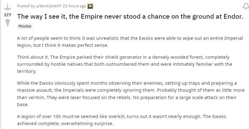 Star Wars Reddit post