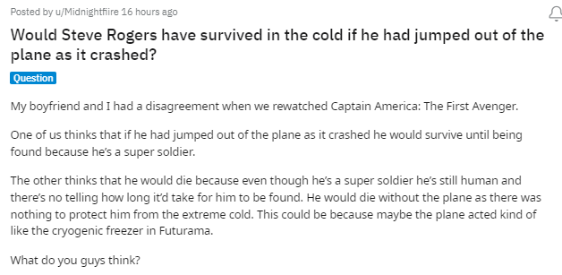 Captain America Reddit post