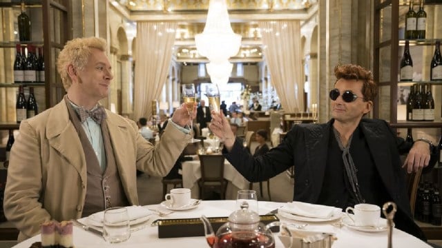 Michael Sheen as Aziraphale and David Tennant as Crowley in 'Good Omens'