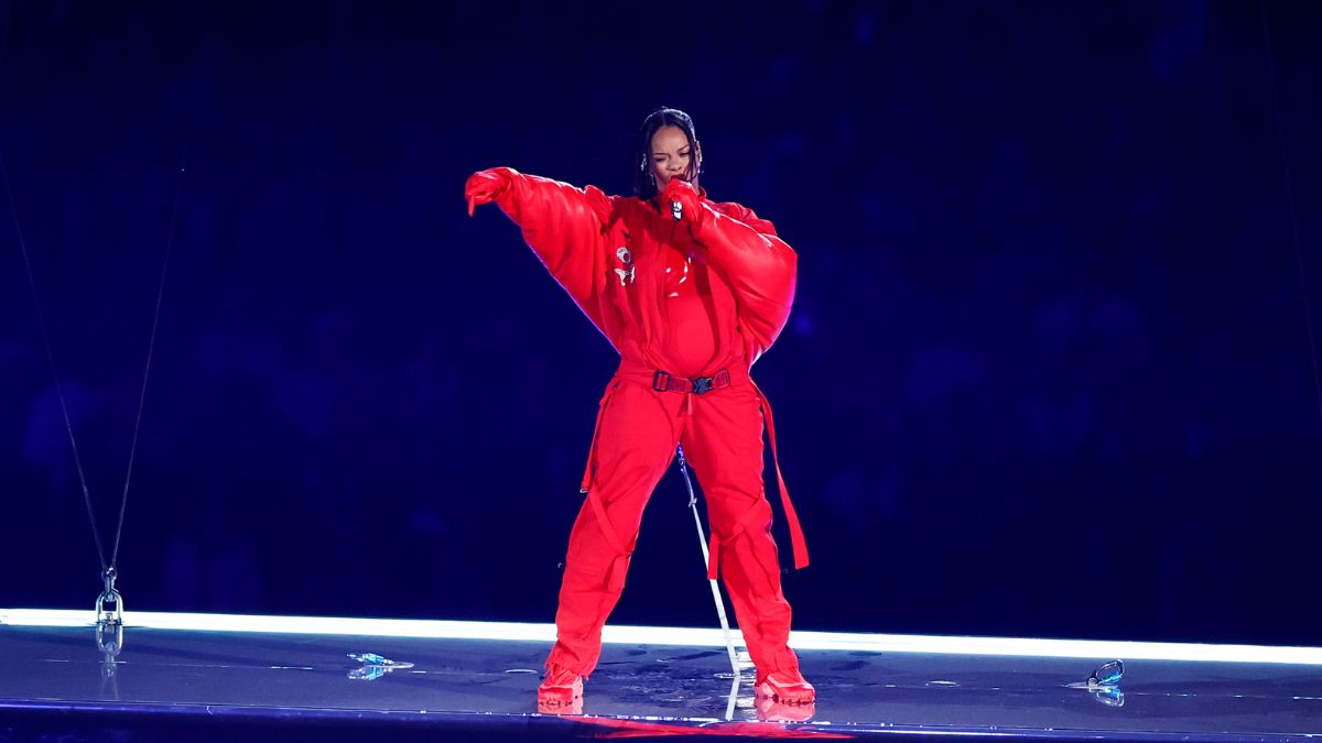 Rihanna performs during the Apple Music Super Bowl LVII Halftime Show