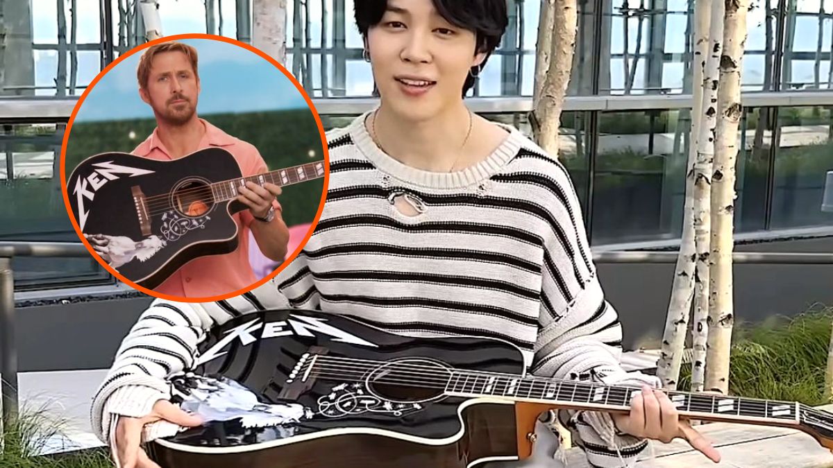 Ryan Gosling gives BTS' Jimin his 'Barbie' guitar.