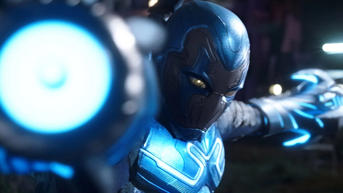 Xolo Maridueña as the Blue Beetle Jaime Reyes in "Blue Beetle."