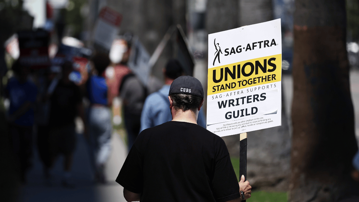 sag-aftra-wga-strike picketer