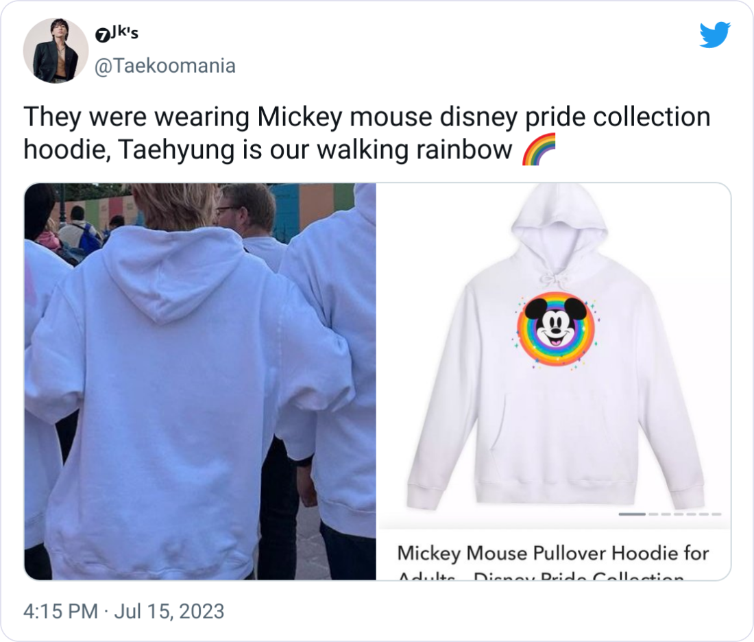 Kim Taehyung BTS V wears Disney Pride Collection