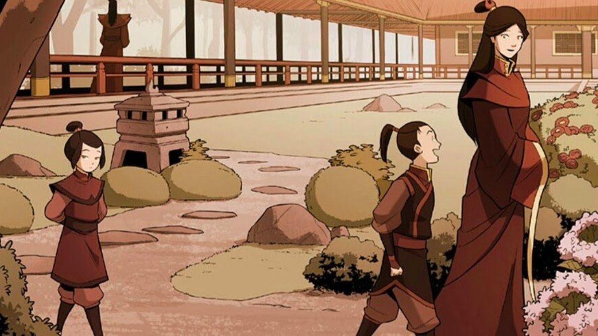 Azula walks behind Zuko and Ursa.