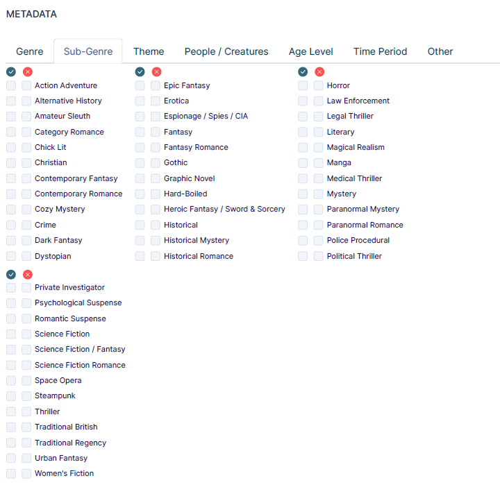 FictionDB metadata