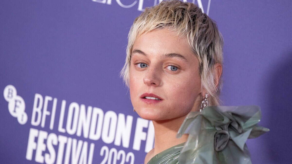 Emma Corrin attends the “My Policeman” European Premiere during the 66th BFI London Film Festival at The Royal Festival Hall on October 15, 2022