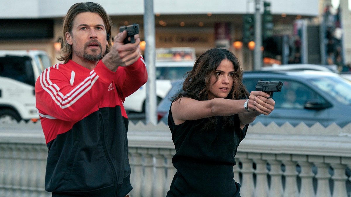 Obliterated. (L to R) Nick Zano as Chad McKnight, Shelley Hennig as Ava Winters in episode 108 of Obliterated. 