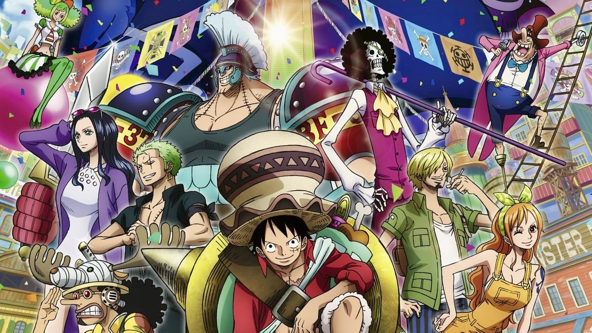 The poster for the anime movie: “One Piece: Stampede,” featuring the series’ main characters, with Luffy at the center