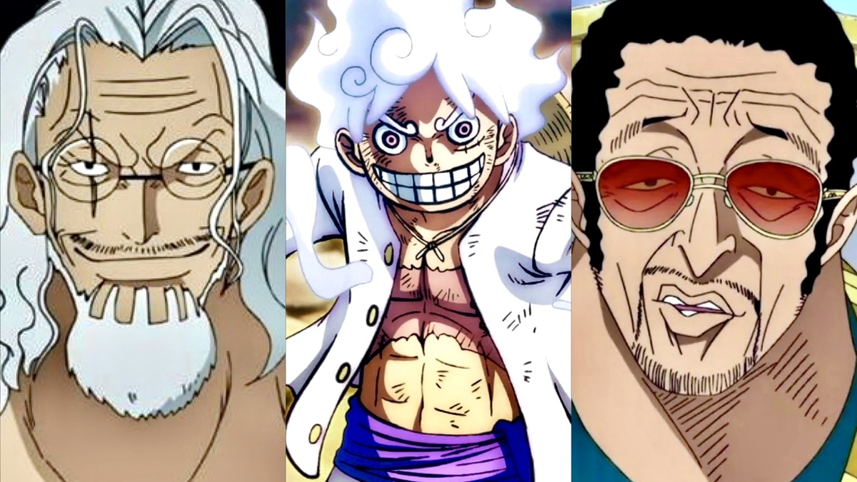 Silvers Rayleigh, Luffy (Gear 5), and Kizaru from the anime ‘One Piece’