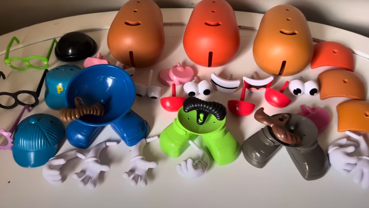 A collection of Mister Potato Head pieces