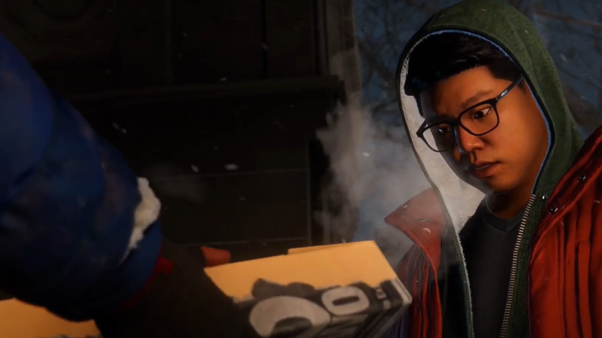 Ganke looking amazed in Insomniac's "Spider-Man: Miles Morales"