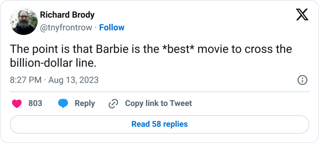Barbie tweet