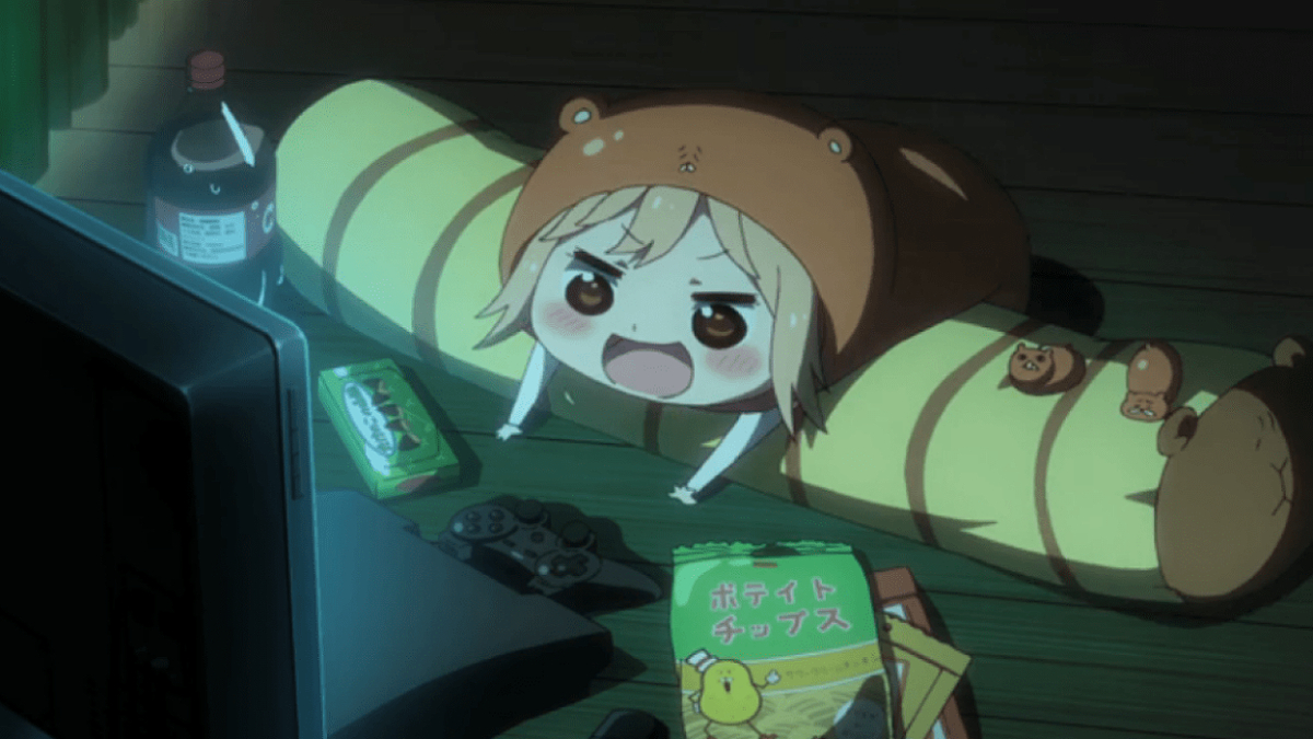 Umaru Doma from 'Himouto! Umaru-chan' watching tv.