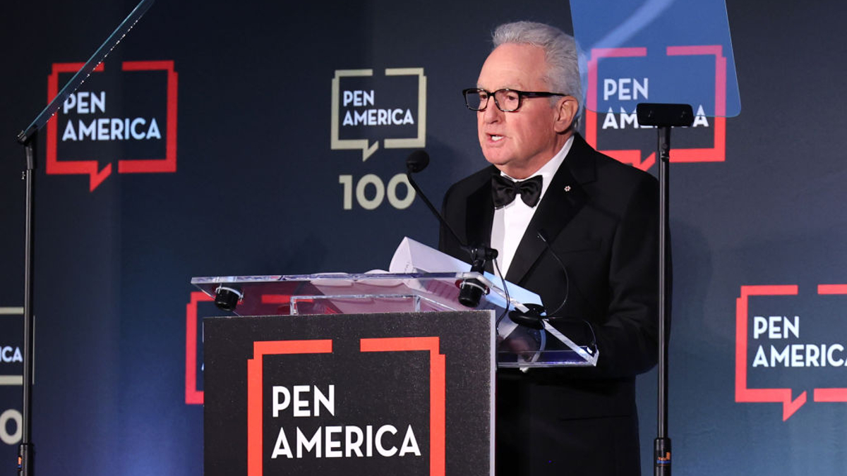 Honoree Lorne Michaels speaks on stage at the 2023 PEN America Literary Gala at American Museum of Natural History on May 18, 2023 in New York City. 