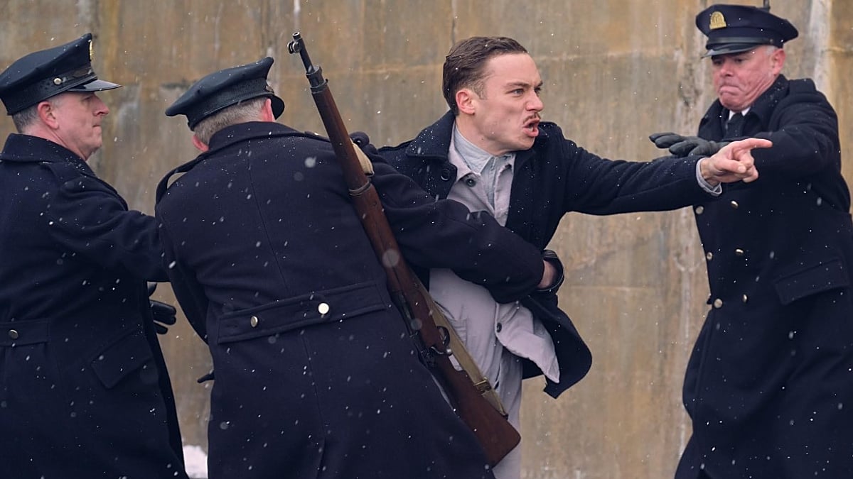 Michael Gray being taken to prison in 'Peaky Blinders'