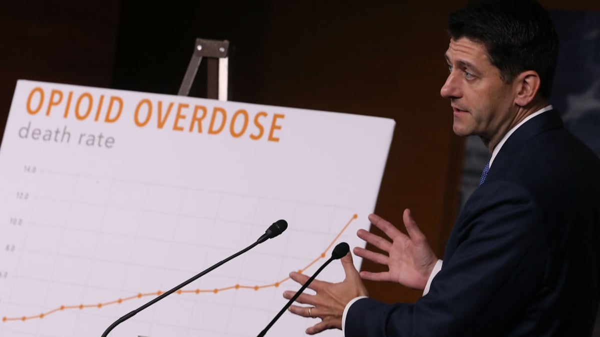 House Speaker Paul Ryan (R-WI) speaks about the opioid crisis during his weekly news conference on Capitol Hill, June 14, 2018 in Washington, DC. 