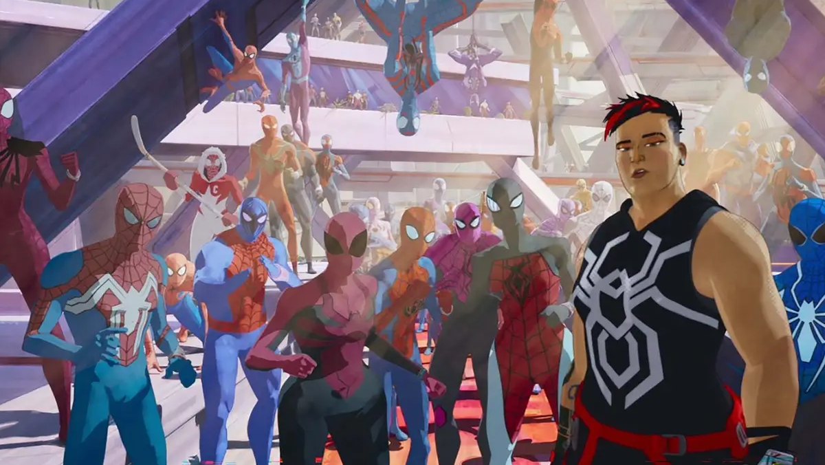 Room full of Spider-People in 'Across the Spider-Verse'