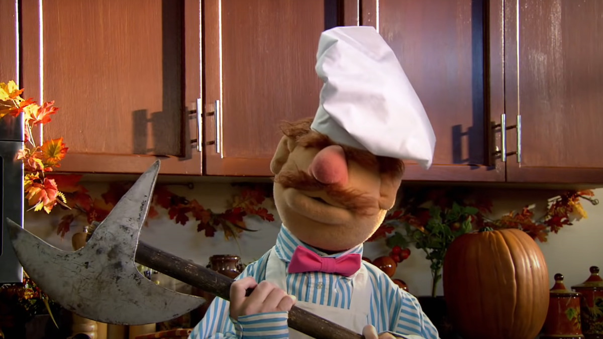 The Swedish Chef wielding a battleax 