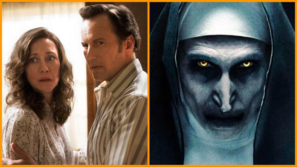 Vera Farmiga and Patrick Wilson in 'The Conjuring'/Bonnie Aarons in 'The Nun'