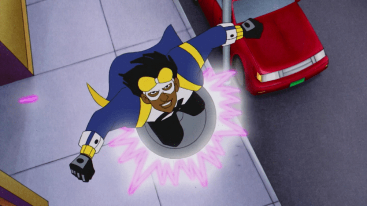 Static Shock flying up