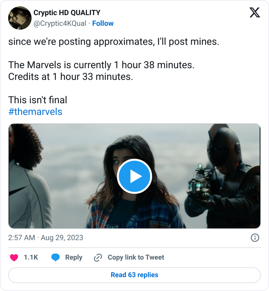 The Marvels runtime