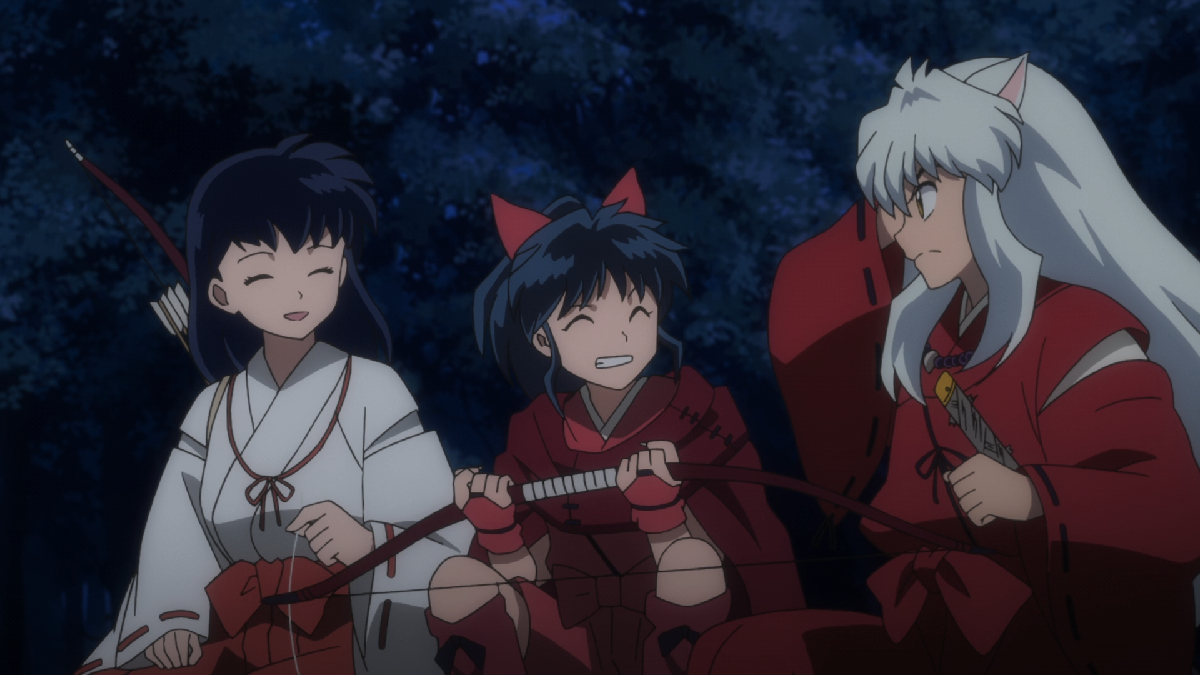 Kagome, Moroha, and Inuyasha in 'Yashahime'