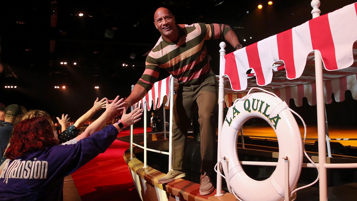 ANAHEIM, CALIFORNIA - AUGUST 24: Dwayne Johnson of 'Jungle Cruise' took part today in the Walt Disney Studios presentation at Disney’s D23 EXPO 2019 in Anaheim, Calif. 'Jungle Cruise' will be released in U.S. theaters on July 24, 2020.