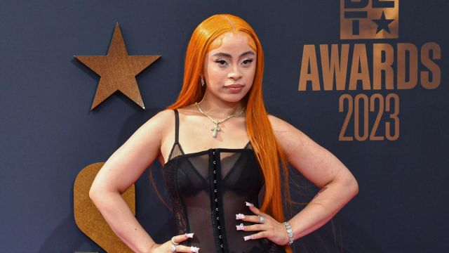 LOS ANGELES, CALIFORNIA - JUNE 25: Ice Spice arrives at the 2023 BET Awards at Microsoft Theater on June 25, 2023 in Los Angeles, California. (Photo by Aaron J. Thornton/Getty Images)