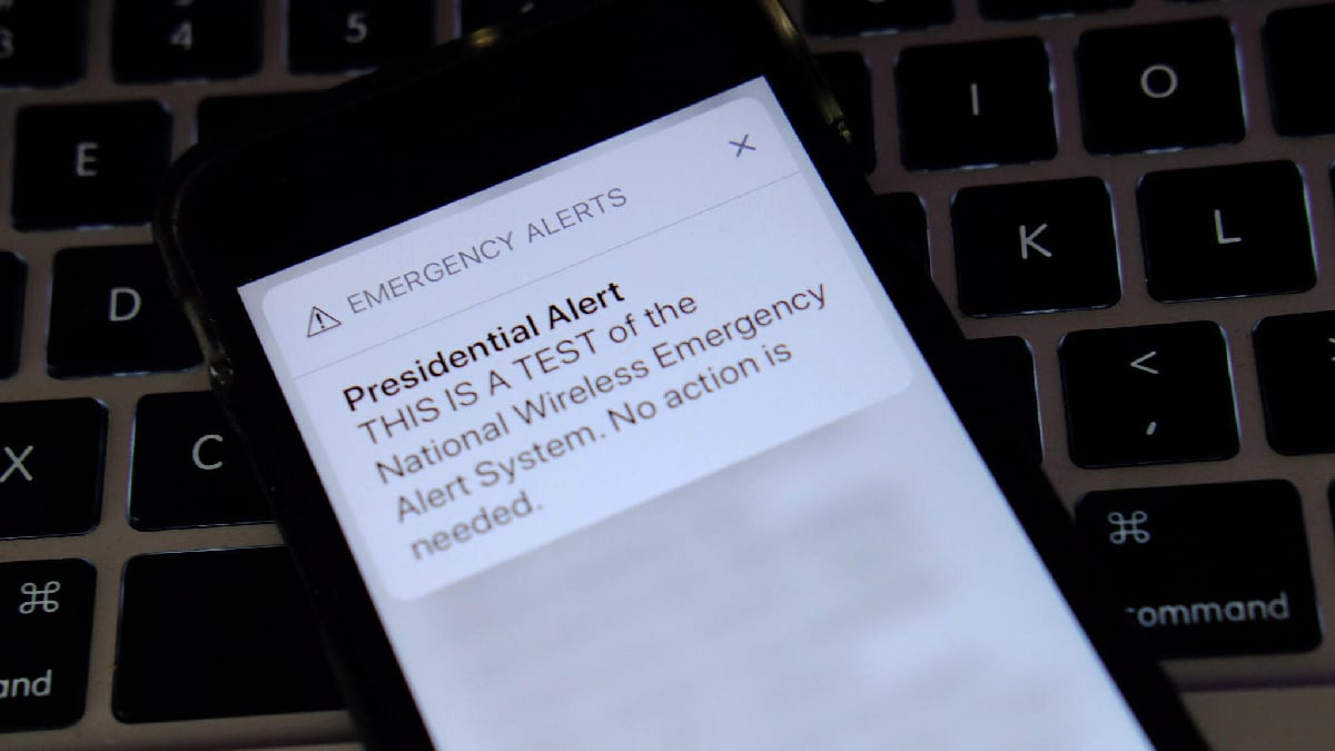 A phone with emergency alert on it